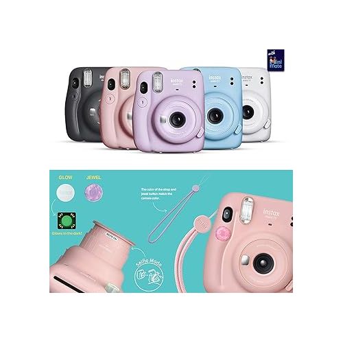 후지필름 Fujifilm Instax Mini 11 Instant Camera Blush Pink + Minimate Custom Case + Fuji Instax Film 20 Sheets Twin Pack