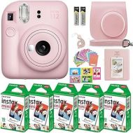 Fujifilm Instax Mini 12 Instant Camera with Fujifilm Instant Mini Film (50 Sheets) with Accessories Including Compatible Case with Strap, Lenss Photo Album, Stickers, Frames Bundle (Blossom Pink)
