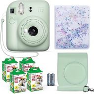 Fujifilm Instax Mini 12 Instant Camera Mint Green + Fuji Film Value Pack (40 Sheets) + Shutter Accessories Bundle, Incl. Compatible Carrying Case, Quicksand Beads Photo Album 64 Pockets