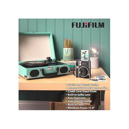 후지필름 Fujifilm Instax Mini 40 Instant Camera Vintage Black, Fuji Instax Mini Film 20 Sheets, Protective Carry Case, Value Bundle