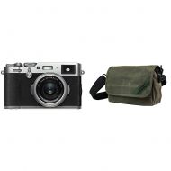 Fujifilm X100F 24.3 MP APS-C Digital Camera-Silver With Domke Heritage Shoulder Bag Camera Case, Green (700-52M)