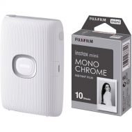 FUJIFILM INSTAX MINI LINK 2 Smartphone Printer (Clay White) with INSTAX MINI Monochrome Instant Film (10 Exposures)