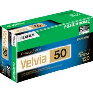 FUJIFILM Fujichrome Velvia 50 Professional RVP 50 Color Transparency Film (120 Roll Film, 5 Pack)