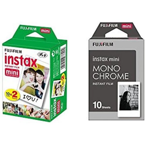 후지필름 [아마존베스트]Fujifilm Instax Mini Instant Film 2-PACK BUNDLE SET , Twin Pack Film ( 20 ) + Film Monochrome ( 10 ) for Mini 90 8 70 7s 50s 25 300 Camera SP-1 Printer