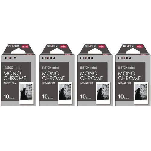 후지필름 [아마존베스트]Fujifilm Instax Mini Instant Film Monochrome 4-Pack Bundle Set, Mono Chrome (10 x 4 = 40) # 337556 for Mini 90 8 70 7s 50s 25 300 Camera SP-1 Printer