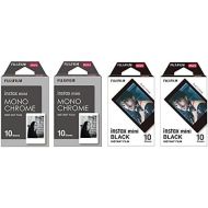 [아마존베스트]Fujifilm Instax Mini Instant Film 4-PACK BUNDLE SET , Monochrome ( 10 x 2 ) + Black Frame ( 10 x 2 ) 90 8 70 7s 50s 25 300 Camera SP-1 Printer