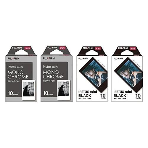 후지필름 [아마존베스트]Fujifilm Instax Mini Instant Film 4-PACK BUNDLE SET , Monochrome ( 10 x 2 ) + Black Frame ( 10 x 2 ) 90 8 70 7s 50s 25 300 Camera SP-1 Printer