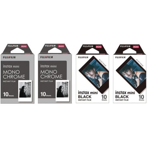 후지필름 [아마존베스트]Fujifilm Instax Mini Instant Film 4-PACK BUNDLE SET , Monochrome ( 10 x 2 ) + Black Frame ( 10 x 2 ) 90 8 70 7s 50s 25 300 Camera SP-1 Printer