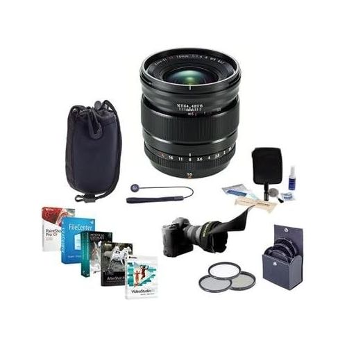 후지필름 Fujifilm XF 16mm F1.4 R (Weather Resistant) Lens - Bundle with 67mm Filter Kit, Lens Case, Flex Lens Shade, Capleash II, Cleaning Kit, Pc Software Package