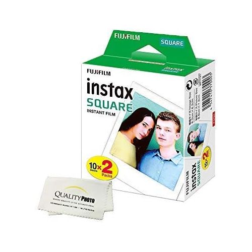 후지필름 Fujifilm Instax Square Instant Film - 20 Exposures - for use with The Fujifilm instax Square Instant Camera + Quality Photo Microfiber Cloth