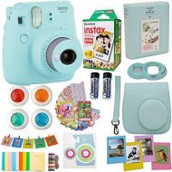 Fujifilm Instax Mini 9 Instant Camera Ice Blue + Fuji Instax Film Twin Pack (20PK) + Blue Camera Case + Frames + Photo Album + 4 Color Filters More Top Accessories Bundle