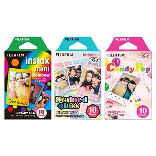 후지필름 Fujifilm Instax Mini Instant Film Rainbow & Staind Glass & Candy Pop Film -10 Sheets X 3 Assort Value Set(with Values Japan Original Discription of Goods)