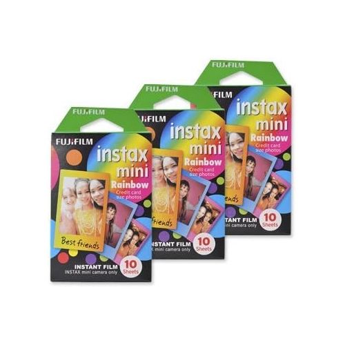 후지필름 Fujifilm Instax Mini Film for Instant Film Camera - Rainbow, 10 Sheets/Pack x 3(Total 30 Sheets)