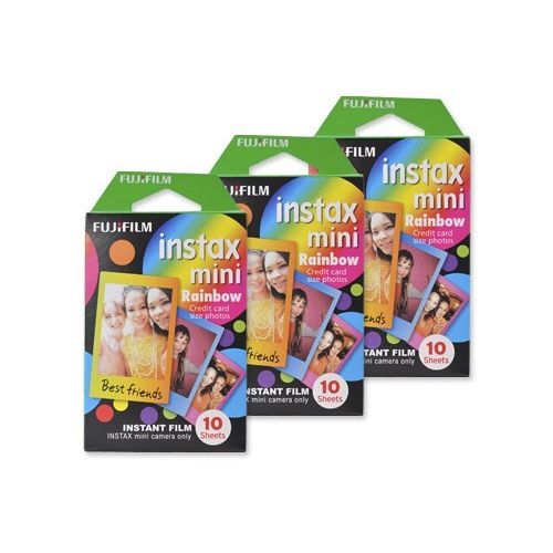 후지필름 Fujifilm Instax Mini Film for Instant Film Camera - Rainbow, 10 Sheets/Pack x 3(Total 30 Sheets)