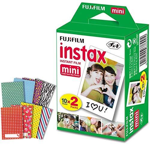 후지필름 FujiFilm Instax Mini Instant Film 1 Pack - 20 Sheets + 60 Assorted Colorful Mini Photo Stickers - Compatible with FujiFilm Instax Mini 8 / Mini 9