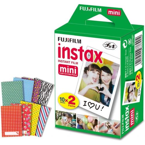 후지필름 FujiFilm Instax Mini Instant Film 1 Pack - 20 Sheets + 60 Assorted Colorful Mini Photo Stickers - Compatible with FujiFilm Instax Mini 8 / Mini 9