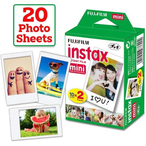 후지필름 FujiFilm Instax Mini Instant Film 1 Pack - 20 Sheets + 60 Assorted Colorful Mini Photo Stickers - Compatible with FujiFilm Instax Mini 8 / Mini 9