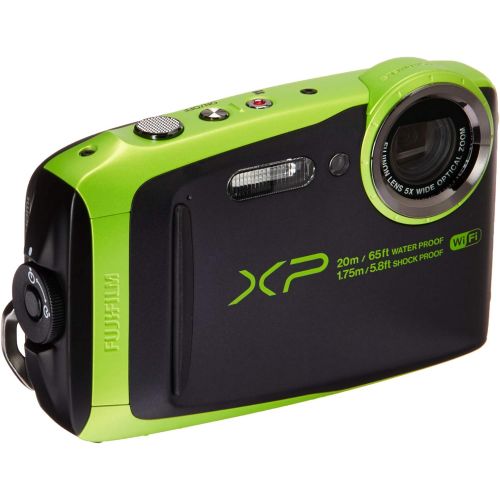 후지필름 Fujifilm 600019756 FinePix XP120 Shock & Waterproof Wi-Fi Digital Camera, Black/Lime Green