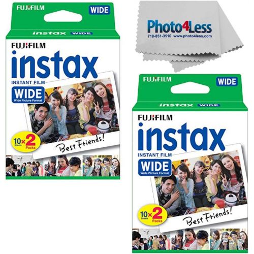 후지필름 Fujifilm Wide Instant Film Twin Pack X2 (40 Sheets) + Camera and Lens Cleaning Cloth