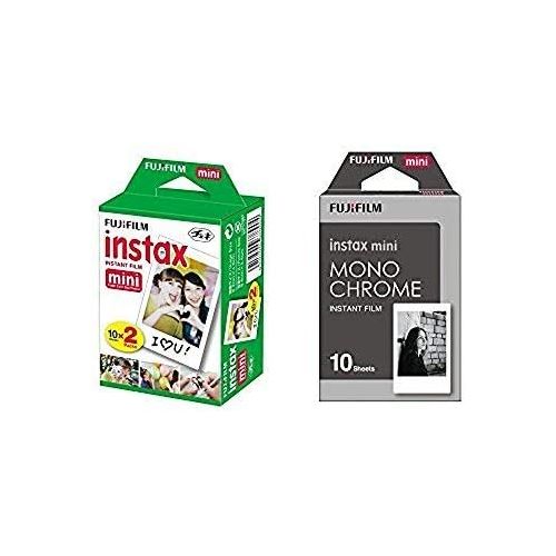 후지필름 Fujifilm Instax Mini Instant Film 2-PACK BUNDLE SET , Twin Pack Film ( 20 ) + Film Monochrome ( 10 ) for Mini 90 8 70 7s 50s 25 300 Camera SP-1 Printer