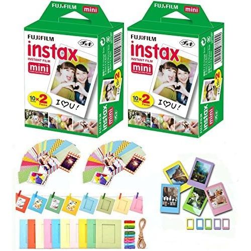 후지필름 Fujifilm Fuji Instax Mini Instant Film 40 Shots with Bonus 20 Decorative Skin Stick-on Stickers for Fuji Instax Mini 8 and SP-1