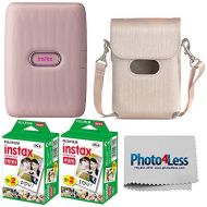 Fujifilm Instax Mini Link Smartphone Printer - (Dusty Pink) + 2X Fujifilm Instax Mini Twin Pack Instant Film (40 Sheets) + Protective Case for Fuji Link Printer