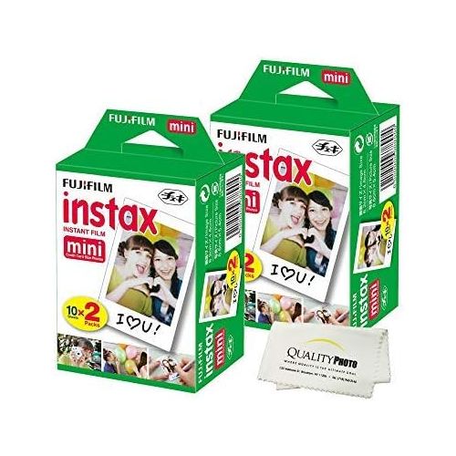 후지필름 Fujifilm INSTAX Mini Instant Film 4 Pack 40 Sheets (White) for Fujifilm Mini 8 & Mini 9 Cameras + Quality Photo Microfiber Cloth