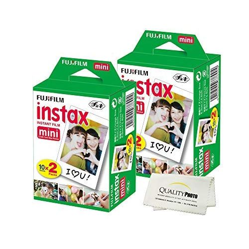 후지필름 Fujifilm INSTAX Mini Instant Film 4 Pack 40 Sheets (White) for Fujifilm Mini 8 & Mini 9 Cameras + Quality Photo Microfiber Cloth