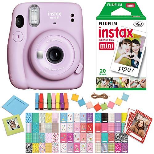 후지필름 Fujifilm Instax Mini 11 Lilac Purple Instant Camera with Twin Pack Instant Film, Ritz Gear Frame Stickers and Ritz Gear Hanging Frames