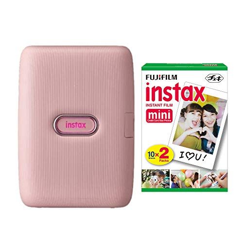 후지필름 Fujifilm Instax Mini Link Smartphone Printer (Dusky Pink) + Fuji Instax Mini Film (40 Sheets) - Instax Mini Printer Bundle