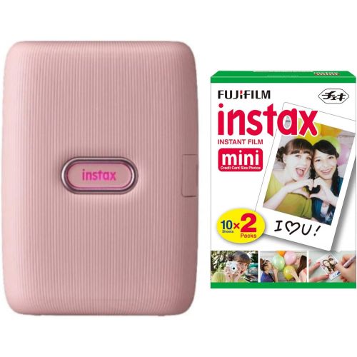 후지필름 Fujifilm Instax Mini Link Smartphone Printer (Dusky Pink) + Fuji Instax Mini Film (40 Sheets) - Instax Mini Printer Bundle