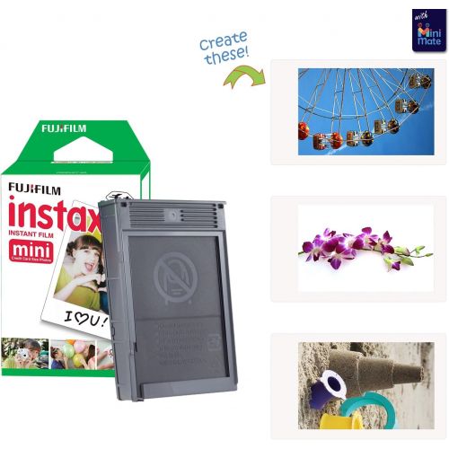 후지필름 Fujifilm Instax Mini 9 Instant Camera Ice Blue with Custom Case + Fuji Instax Film Value Pack (50 Sheets) Flamingo Designer Photo Album for Fuji instax Mini 9 Photos