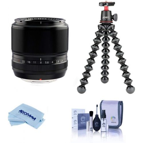 후지필름 Fujifilm XF 60mm f/2.4 R Macro Lens - Bundle with Joby GorillaPod 3K Kit Black, Cleaning Kit, Microfiber Cloth