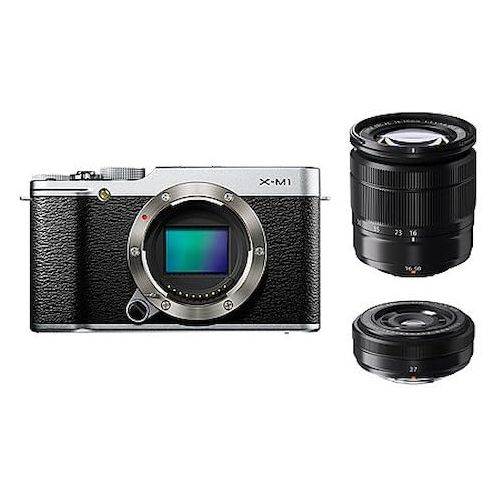 후지필름 16.3 million pixel APS-C Silver F X-M1S/1650/27KIT FUJIFILM digital single-lens camera X-M1 W lens kit zoom lens attached