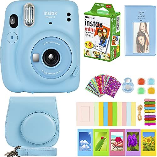 후지필름 Fujifilm Instax Mini 11 Camera with Fujifilm Instant Mini Film (20 Sheets) Bundle with Deals Number One Accessories Including Carrying Case, Color Filters, Photo Album, Stickers +