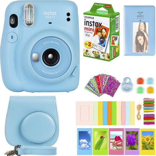 후지필름 Fujifilm Instax Mini 11 Camera with Fujifilm Instant Mini Film (20 Sheets) Bundle with Deals Number One Accessories Including Carrying Case, Color Filters, Photo Album, Stickers +