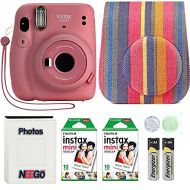 Fujifilm Instax Mini 11 Camera with Case, Fuji Instant Film (20 Sheets) and Photo Album (Flamingo Pink)