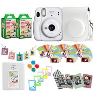 Fujifilm Instax Mini 11 Instant Camera + Fuji Instax Film 40 Shots + Protective Case + Magnetic Frames + Album, Frames Design Kit (Ice White)