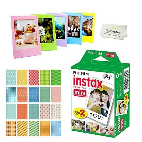 후지필름 Fujifilm Instax Mini Instant Film,Twin Pack (20 Sheets)+ Frames & Stickers