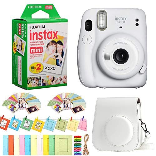 후지필름 Fujifilm Instax Mini 11 Instant Camera + Fuji Instax Film 20 Shots + Protective Case + Frames Design Kit (Ice White)