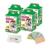 Fujifilm Mini Instant Film for Fujifilm Mini 8, 9 11 Cameras Bundled with Custom Frame Stickers and Quality Photo Microfiber Cloth (80 Films)