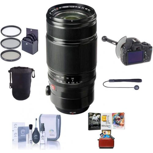 후지필름 Fujifilm XF 50-140mm (76-213mm) F2.8 R LM OIS WR Lens - Bundle with 72mm Filter Kit, Lens Case, Cleaning Kit, Capleash, DSLR Follow Focus & Rack Focus, Mac Software Package