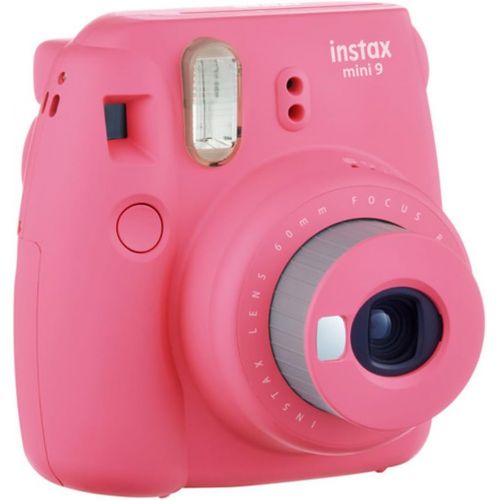 후지필름 Fujifilm Instax Mini 9 Instant Camera (Flamingo Pink) + Fujifilm Instax Mini Twin Pack Instant Film (40 Shots) + Scrapbooking Album + 20 Sticker Frames Emoji Package + Emoji Photo