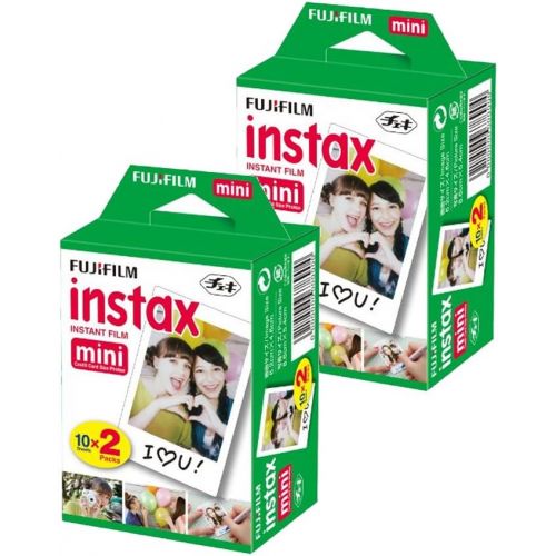 후지필름 Fujifilm Instax Mini 9 Instant Camera (Flamingo Pink) + Fujifilm Instax Mini Twin Pack Instant Film (40 Shots) + Scrapbooking Album + 20 Sticker Frames Emoji Package + Emoji Photo