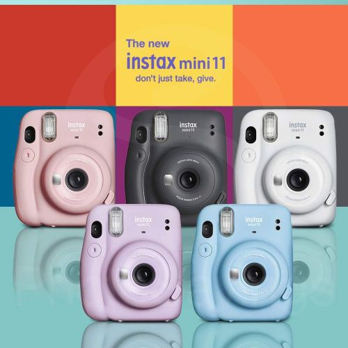 후지필름 PS FUJIFILM INSTAX Mini 11 Instant Film Camera (Sky Blue) with Fujifilm Instax Mini Twin Film (40 Exposures), Accessory Case, and Accessories Bundle