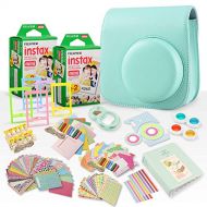 FUJIFILM INSTAX Mini Instant Film (X2) (40 Exposures) + FUJIFILM INSTAX Ice Blue 168 Piece Accessory Bundle W/Camera Case, Selfie Lens, Photo Album, Decorative Stickers, Frames & M