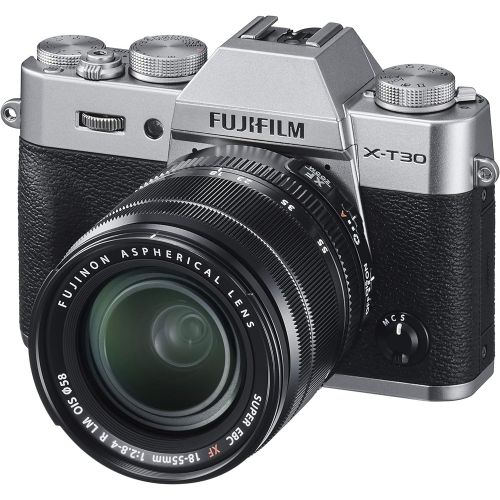 후지필름 Fujifilm X-T30 Mirrorless Digital Camera, Silver with Fujinon XF18-55mm F2.8-4 R LM Optical Image Stabiliser Lens kit