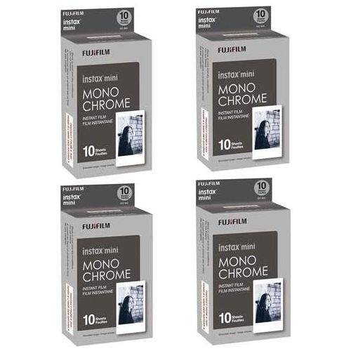 후지필름 Fujifilm 4X Instax Mini Monochrome Instant Film, 10 Pack, Black/White (16531960 4)