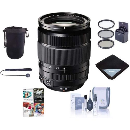 후지필름 Fujifilm XF 18-135mm F3.5-5.6 R LM OIS WR (Weather Resistant) Lens - Bundle w/67mm Filter Kit, Lens Wrap, CapLeash, Cleaning Kit, Lens Pouch, and Pro Software Package