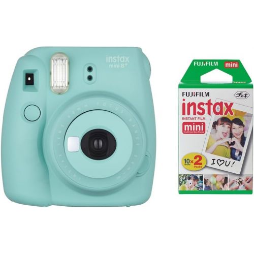 후지필름 Fujifilm Instax Mini 8+ Instant Film Camera (Mint) with Instant Film, 2 x 10 Shoots (Total 20 Shoots) + Colorful Photo Frame Stickers 20 pcs